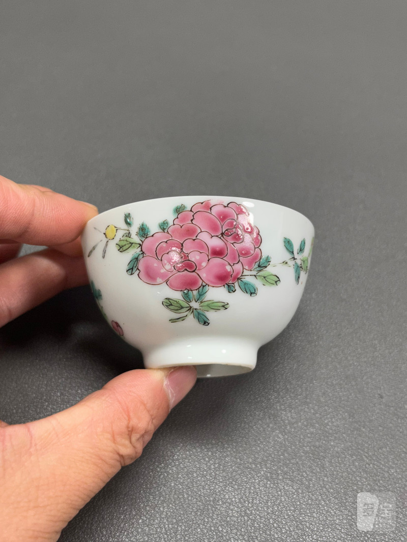 清雍正 粉彩花卉纹杯 - 图5